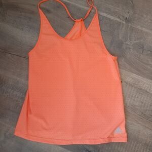 Adidas Bright Orange Perforated Slit Back Performance Tank Top M Lightweight